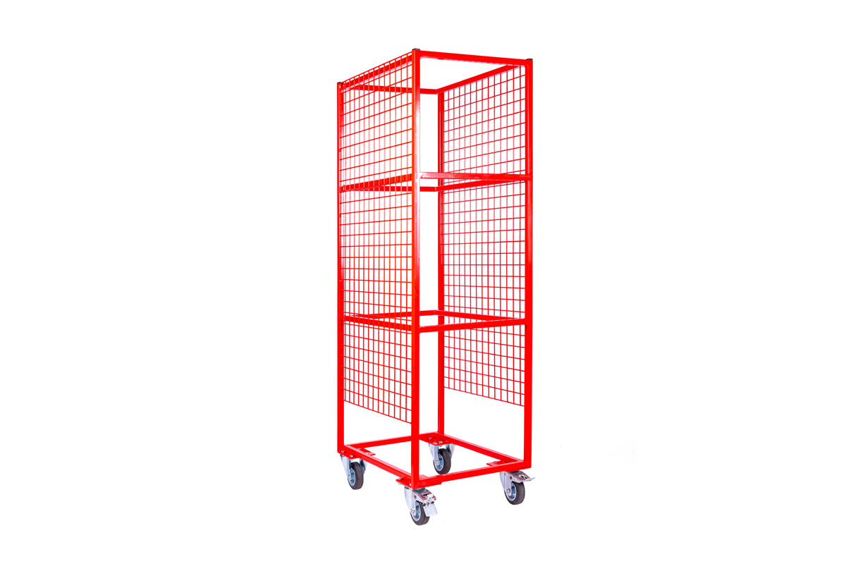 Stojak mobilny na pojemniki. Uporządkowany warsztat i garaż. Wózek na boxy. Mobilny stojak na rajdy, wyścigi, treningi.
